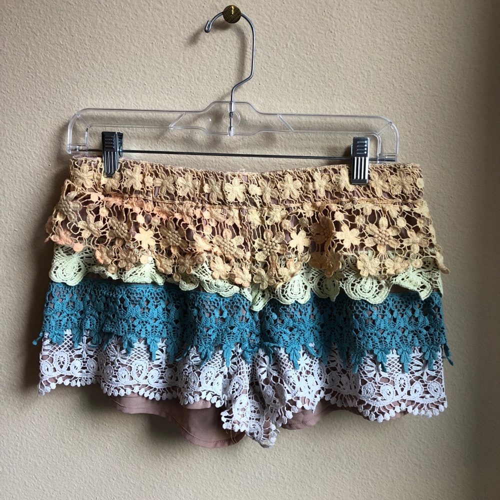 Colorful crochet shorts